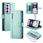 For OPPO Reno12 Pro Global Nine Card-slot Zipper Wallet Bag Leather Phone Case(Mint Green) - 1