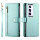 For OPPO Reno12 Pro Global Nine Card-slot Zipper Wallet Bag Leather Phone Case(Mint Green) - 2