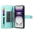 For OPPO Reno12 Pro Global Nine Card-slot Zipper Wallet Bag Leather Phone Case(Mint Green) - 3