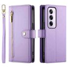 For OPPO Reno12 Pro Global Nine Card-slot Zipper Wallet Bag Leather Phone Case(Purple) - 2