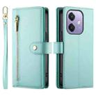 For OPPO A3 4G / 5G Global / A3X 4G / 5G India Nine Card-slot Zipper Wallet Bag Leather Phone Case(Mint Green) - 2