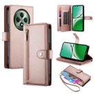 For OPPO Reno12 F 4G / 5G / F27 India Nine Card-slot Zipper Wallet Bag Leather Phone Case(Pink) - 1