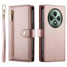 For OPPO Reno12 F 4G / 5G / F27 India Nine Card-slot Zipper Wallet Bag Leather Phone Case(Pink) - 2