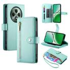 For OPPO Reno12 F 4G / 5G / F27 India Nine Card-slot Zipper Wallet Bag Leather Phone Case(Mint Green) - 1