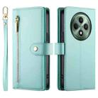 For OPPO Reno12 F 4G / 5G / F27 India Nine Card-slot Zipper Wallet Bag Leather Phone Case(Mint Green) - 2