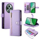 For OPPO Reno12 F 4G / 5G / F27 India Nine Card-slot Zipper Wallet Bag Leather Phone Case(Purple) - 1