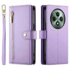 For OPPO Reno12 F 4G / 5G / F27 India Nine Card-slot Zipper Wallet Bag Leather Phone Case(Purple) - 2