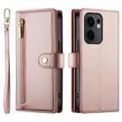 For OPPO Reno13 F 4G / 5G Nine Card-slot Zipper Wallet Bag Leather Phone Case(Pink) - 2