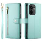 For OPPO Reno13 F 4G / 5G Nine Card-slot Zipper Wallet Bag Leather Phone Case(Mint Green) - 2