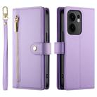 For OPPO Reno13 F 4G / 5G Nine Card-slot Zipper Wallet Bag Leather Phone Case(Purple) - 2
