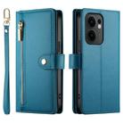 For OPPO Reno13 F 4G / 5G Nine Card-slot Zipper Wallet Bag Leather Phone Case(Blue) - 2