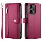 For OPPO Reno14 Global / Reno14 F 5G Nine Card-slot Zipper Wallet Bag Leather Phone Case(Red) - 2