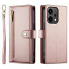 For OPPO Reno14 Global / Reno14 F 5G Nine Card-slot Zipper Wallet Bag Leather Phone Case(Pink) - 2