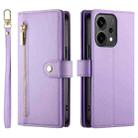 For OPPO Reno14 Global / Reno14 F 5G Nine Card-slot Zipper Wallet Bag Leather Phone Case(Purple) - 2