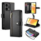 For OPPO Reno14 Global / Reno14 F 5G Nine Card-slot Zipper Wallet Bag Leather Phone Case(Black) - 1