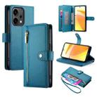 For OPPO Reno14 Global / Reno14 F 5G Nine Card-slot Zipper Wallet Bag Leather Phone Case(Blue) - 1