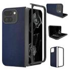 For Google Pixel 9 Pro Fold PU Leather Black Frame Full Coverage Phone Case(Dark Blue) - 1