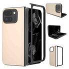 For Google Pixel 9 Pro Fold PU Leather Black Frame Full Coverage Phone Case(Peach Pink) - 1