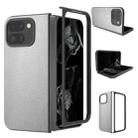 For Google Pixel 9 Pro Fold PU Leather Black Frame Full Coverage Phone Case(Silver) - 1