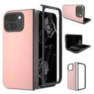 For Google Pixel 9 Pro Fold PU Leather Black Frame Full Coverage Phone Case(Light Pink) - 1