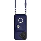 For Redmi Note 13R Organ Card Bag Ring Holder Phone Case with Long Lanyard(Blue) - 2