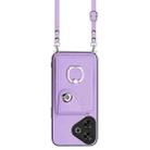 For Redmi Note 13R Organ Card Bag Ring Holder Phone Case with Long Lanyard(Purple) - 2