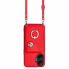For Redmi Turbo 4 Pro / Poco F7 Organ Card Bag Ring Holder Phone Case with Long Lanyard(Red) - 2