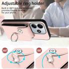 For Redmi Note 14 5G Global Organ Card Bag Ring Holder Phone Case with Long Lanyard(Pink) - 3