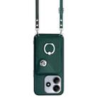 For Redmi Note 14 5G Global Organ Card Bag Ring Holder Phone Case with Long Lanyard(Green) - 2