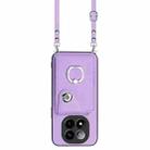 For Redmi Note 14 Pro+ 5G Global Organ Card Bag Ring Holder Phone Case with Long Lanyard(Purple) - 2