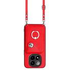 For Redmi Note 14 Pro+ 5G Global Organ Card Bag Ring Holder Phone Case with Long Lanyard(Red) - 2