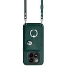 For Redmi Note 14 Pro+ 5G Global Organ Card Bag Ring Holder Phone Case with Long Lanyard(Green) - 2