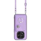 For Redmi Note 14 Pro 5G Global Organ Card Bag Ring Holder Phone Case with Long Lanyard(Purple) - 2