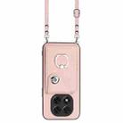 For Redmi Note 14 Pro 5G Global Organ Card Bag Ring Holder Phone Case with Long Lanyard(Pink) - 2