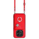 For Redmi Note 14 Pro 5G Global Organ Card Bag Ring Holder Phone Case with Long Lanyard(Red) - 2