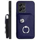 For Redmi Note 12 4G Global Organ Card Bag Ring Holder Phone Case with Long Lanyard(Blue) - 3