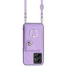 For Redmi Note 12 4G Global Organ Card Bag Ring Holder Phone Case with Long Lanyard(Purple) - 2