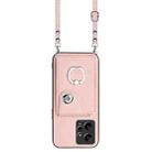 For Redmi Note 12 4G Global Organ Card Bag Ring Holder Phone Case with Long Lanyard(Pink) - 2