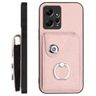 For Redmi Note 12 4G Global Organ Card Bag Ring Holder Phone Case with Long Lanyard(Pink) - 3