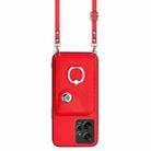 For Redmi Note 12 4G Global Organ Card Bag Ring Holder Phone Case with Long Lanyard(Red) - 2
