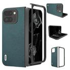 For Google Pixel 9 Pro Fold ABEEL Genuine Leather Luolai Series Phone Case(Dark Green) - 1