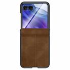 For Motorola Razr 50 Ultra Integrated Film Hinge Folding PU Phone Case(Brown) - 1