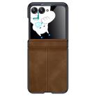 For Motorola Razr 50 Integrated Film Hinge Folding PU Phone Case(Brown) - 1