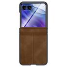 For Motorola Razr 60 Ultra Integrated Film Hinge Folding PU Phone Case(Brown) - 1