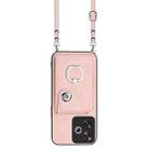 For Xiaomi Poco F6 5G India Organ Card Bag Ring Holder Phone Case with Long Lanyard(Pink) - 2