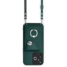 For Xiaomi Poco F6 5G India Organ Card Bag Ring Holder Phone Case with Long Lanyard(Green) - 2