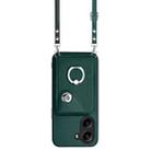 For Xiaomi Poco X7 Pro Organ Card Bag Ring Holder Phone Case with Long Lanyard(Green) - 2