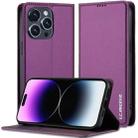 For iPhone 14 Pro Max LC.IMEEKE L1 Series Frosted Fine Texture PU Phone Case(Purple) - 1