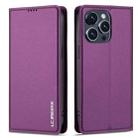 For iPhone 14 Pro Max LC.IMEEKE L1 Series Frosted Fine Texture PU Phone Case(Purple) - 2