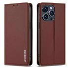 For iPhone 14 Pro LC.IMEEKE L1 Series Frosted Fine Texture PU Phone Case(Brown) - 2